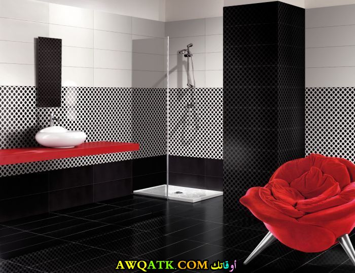 سيراميك حمام باللون الأسود أنيق وجميل