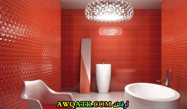 ديكور سيراميك حمام باللون الأحمر فخم جداً وشيك