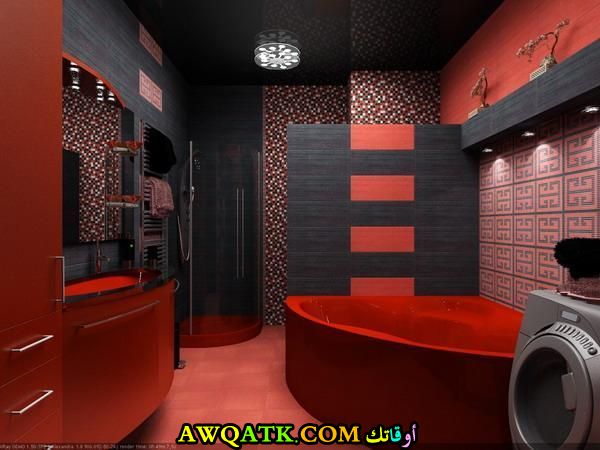 ديكور سيراميك حمام باللون الأحمر جديد وعصرى