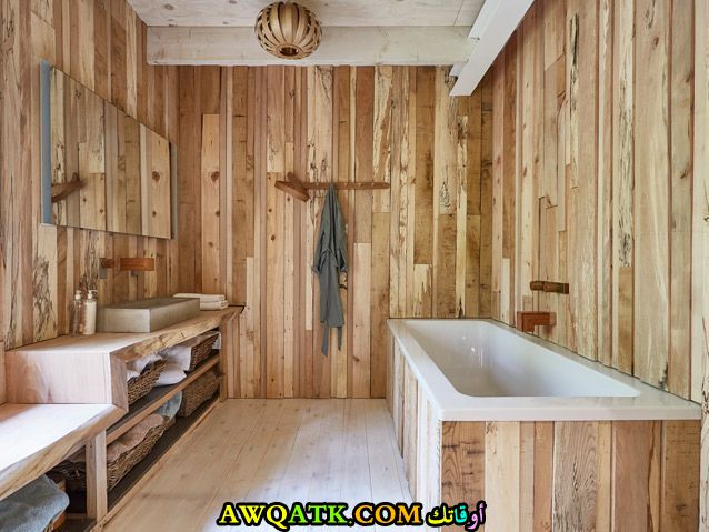 ديكور حمام خشب حلو جداً ورائع