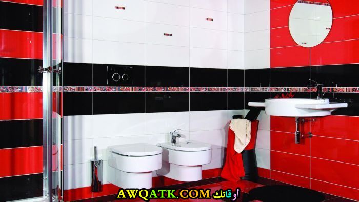 سيراميك حمام باللون الاحمر روعة